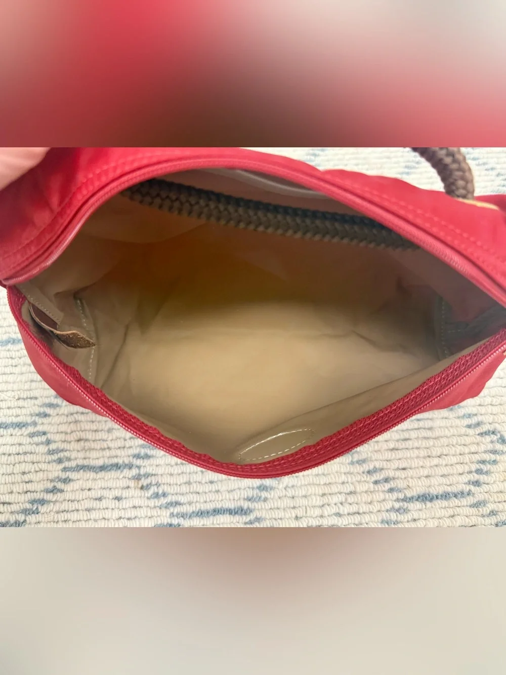 LONGCHAMP Vintage Y2K Collectors Made N France Le Pliage Nylon Red & Leather Bag - Picture 13 of 16
